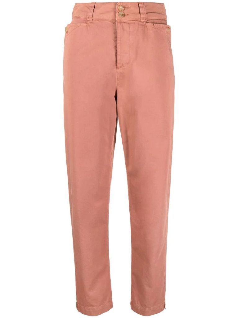 straight-leg cotton trousers