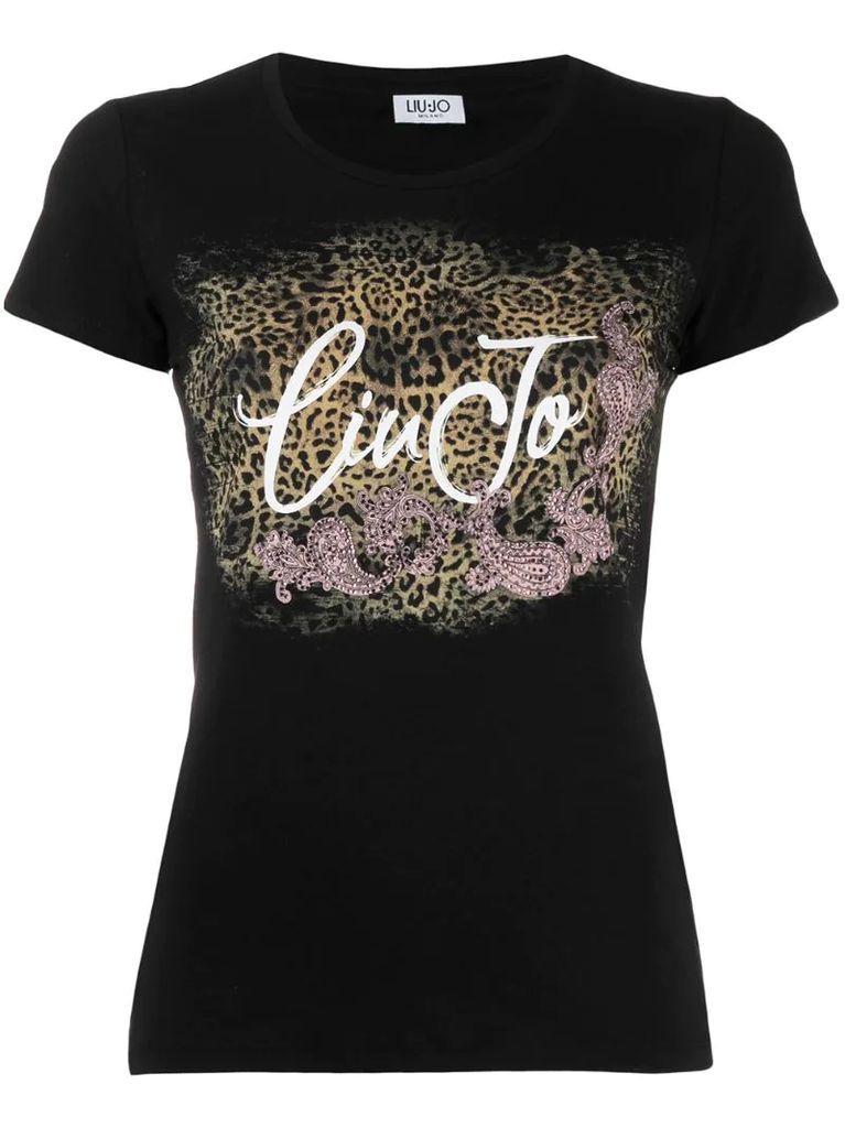 leopard-print logo T-shirt