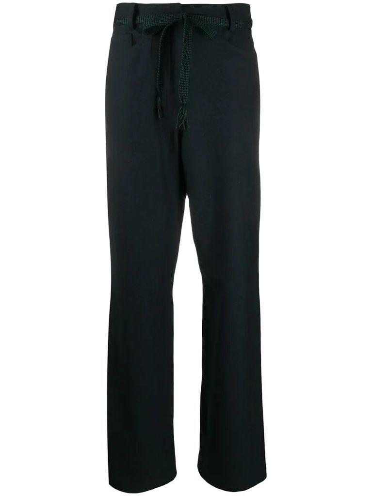 high-waisted front tie trousers