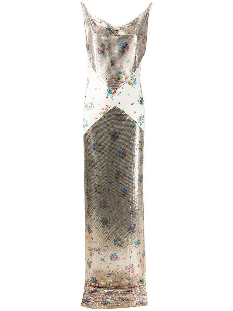 sequin floral detail gown
