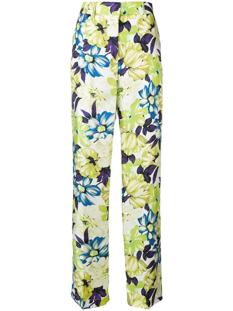 straight leg floral trousers