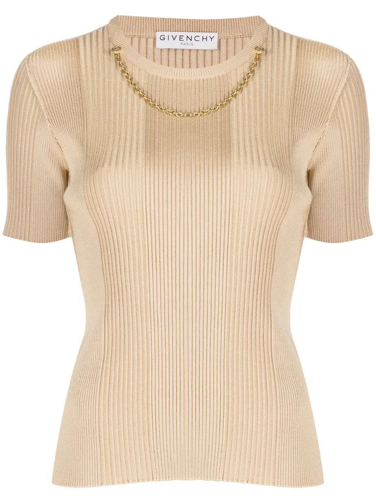 chain link ribbed knitted top