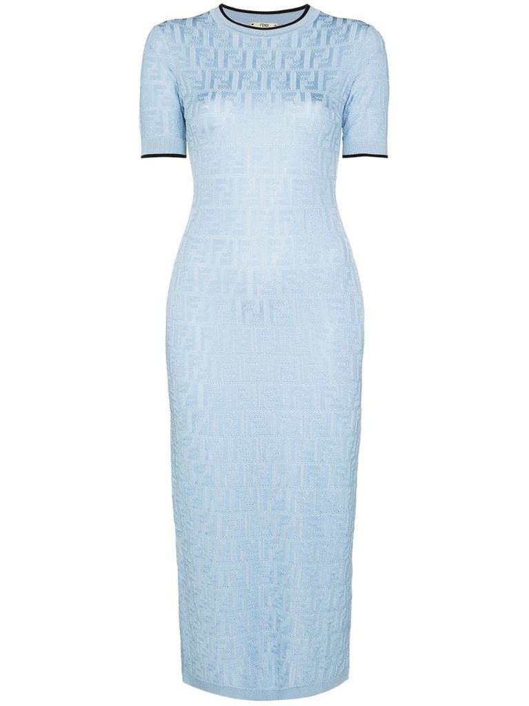 FF logo-jacquard midi dress