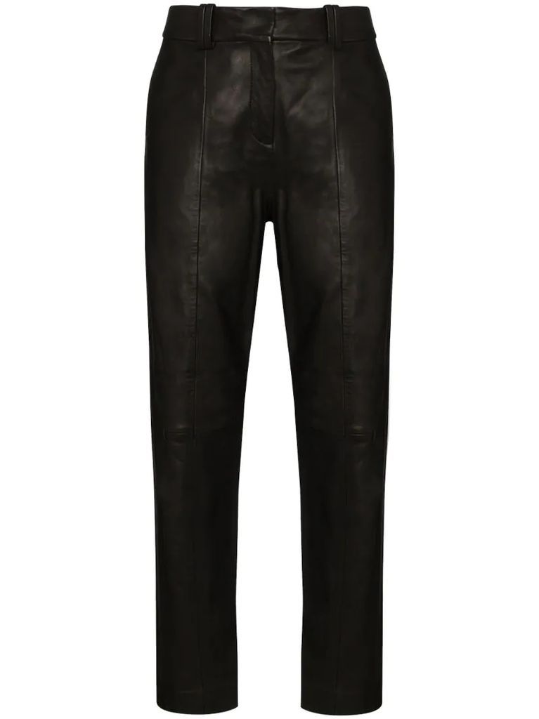 high-waist straight-leg trousers