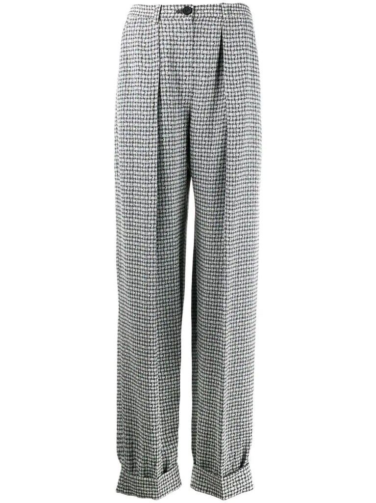 micro-check loose-fit trousers