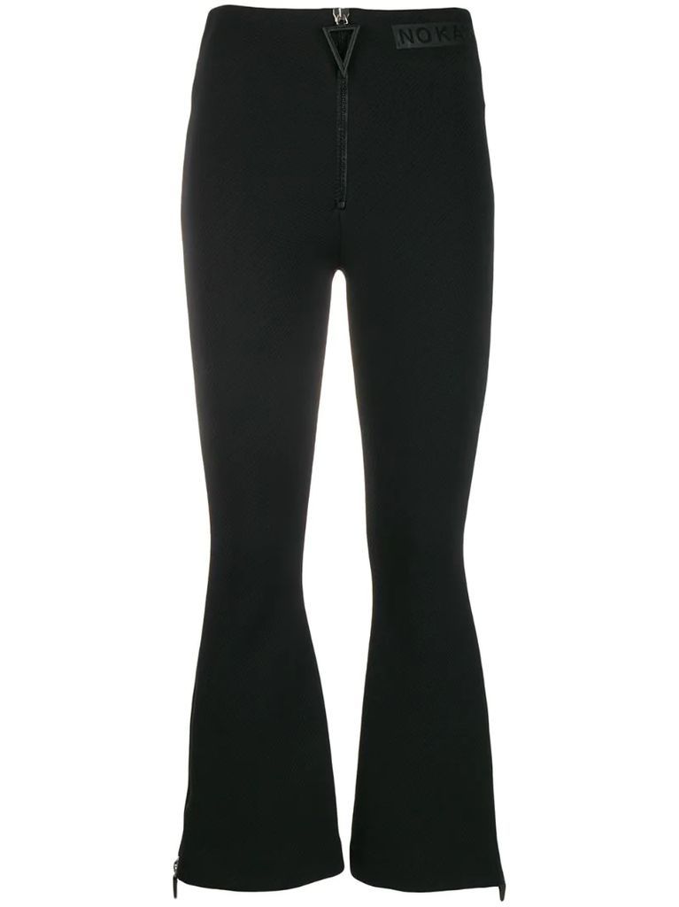 high-rise flared performance trousers