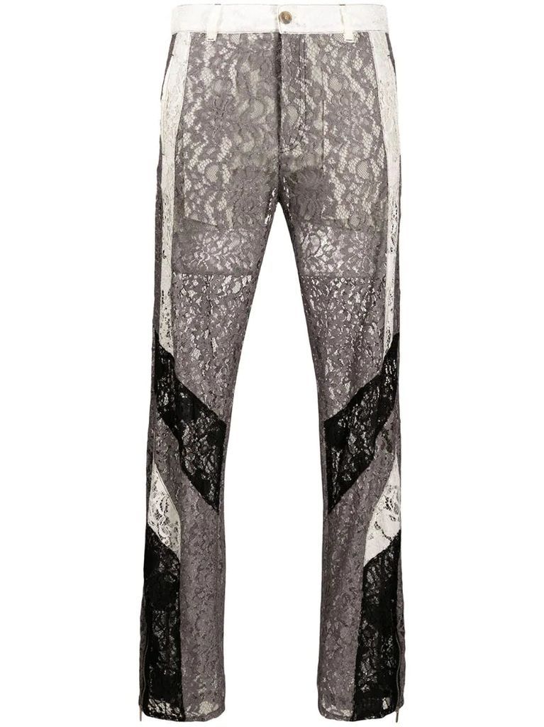 lace trimmed cropped trousers