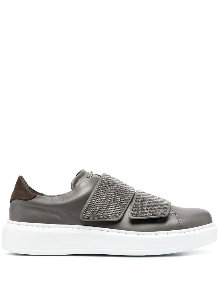 low-top leather trainers