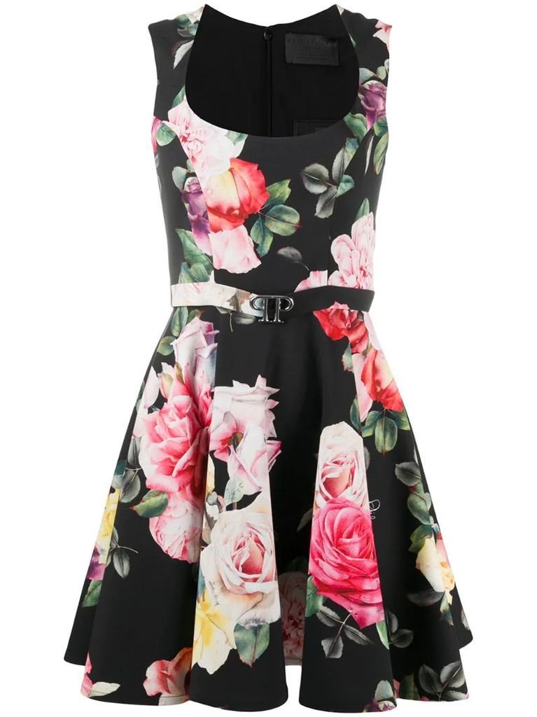 short floral pleated dress