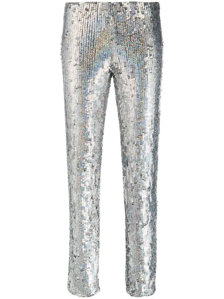 sequinned skinny-fit trousers