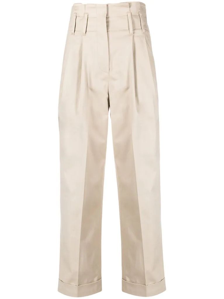 paperbag waist cropped trousers