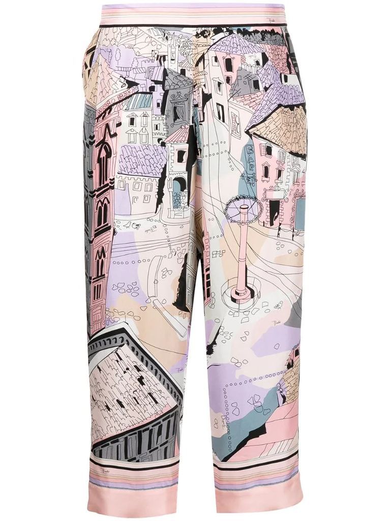 Battistero-print cropped trousers