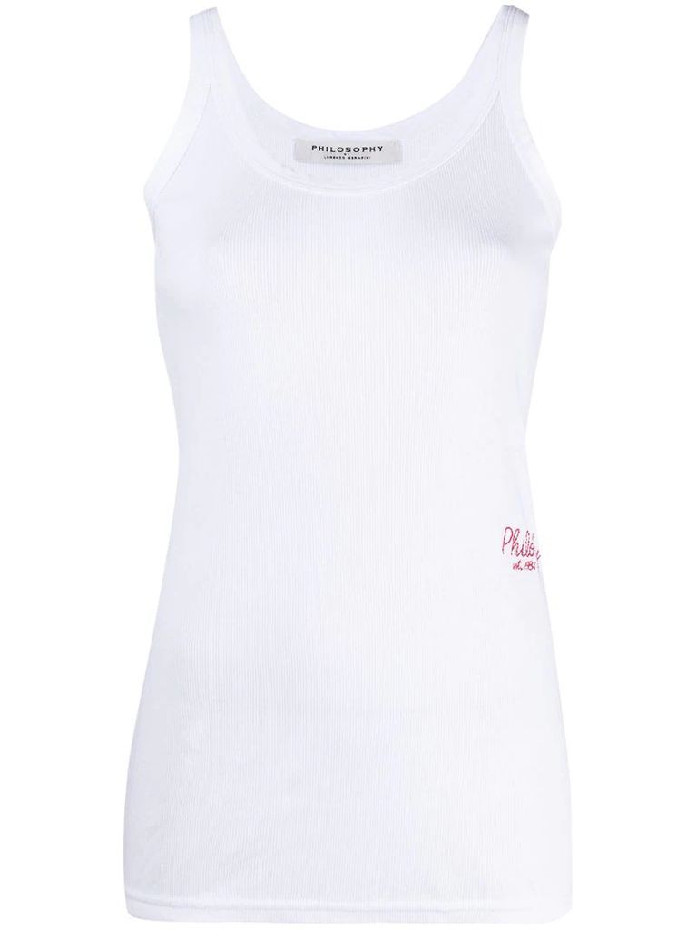 embroidered logo tank top