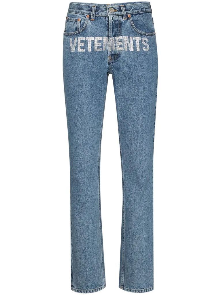 logo-embellished straight-leg jeans