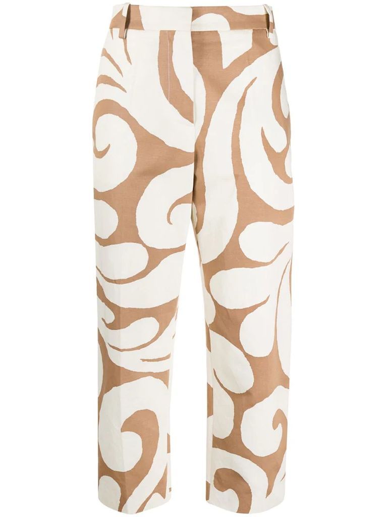 graphic swirl-print trousers