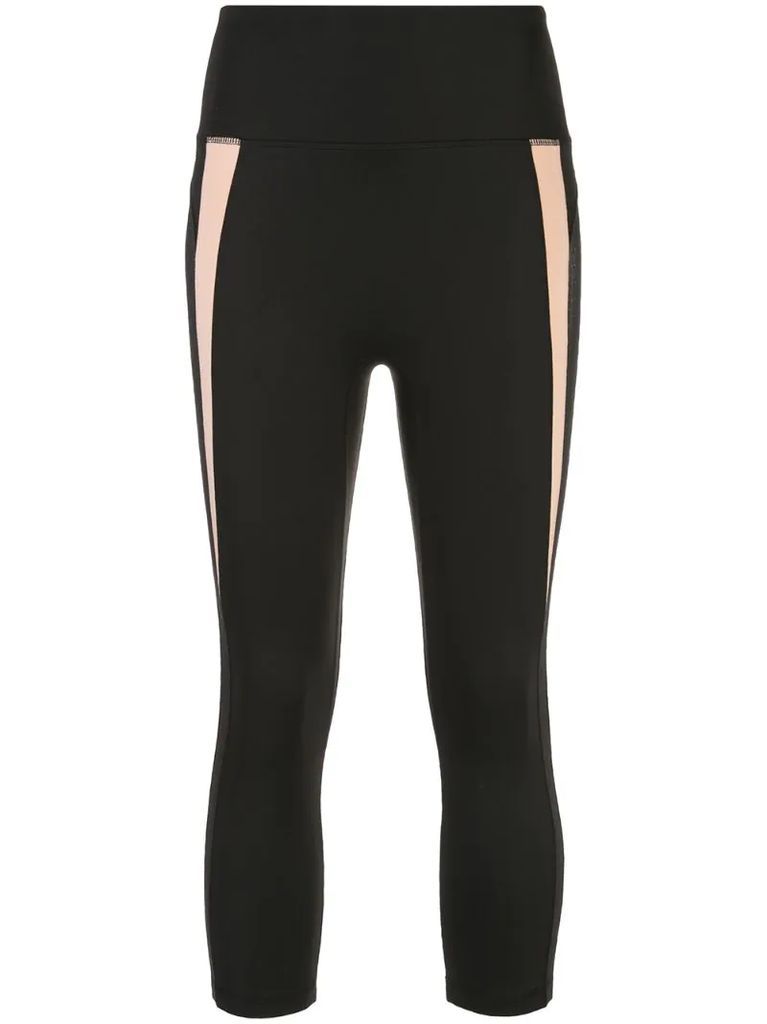 mesh-panel cropped compression leggings