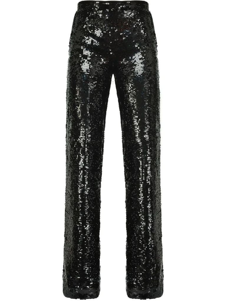 sequinned straight-leg trousers