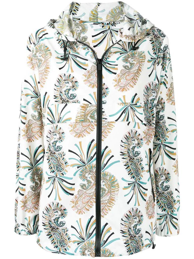 paisley print hooded jacket