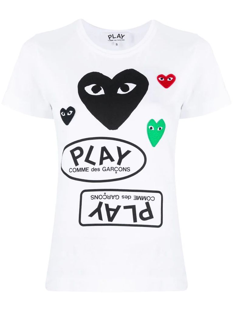 logo-print heart-motif T-shirt