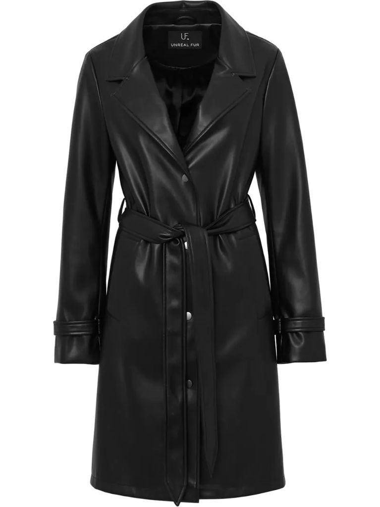 belted faux leather coat