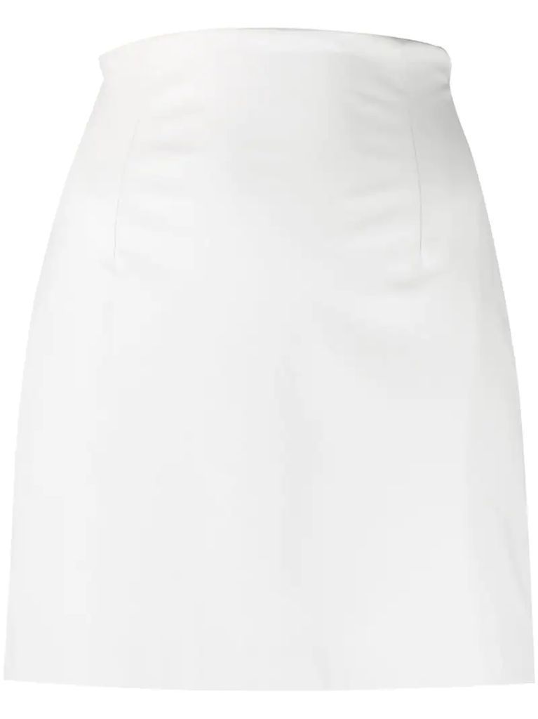 high-waisted faux leather mini skirt