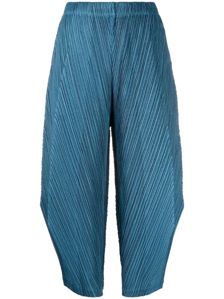 plissé cropped wide-leg trousers