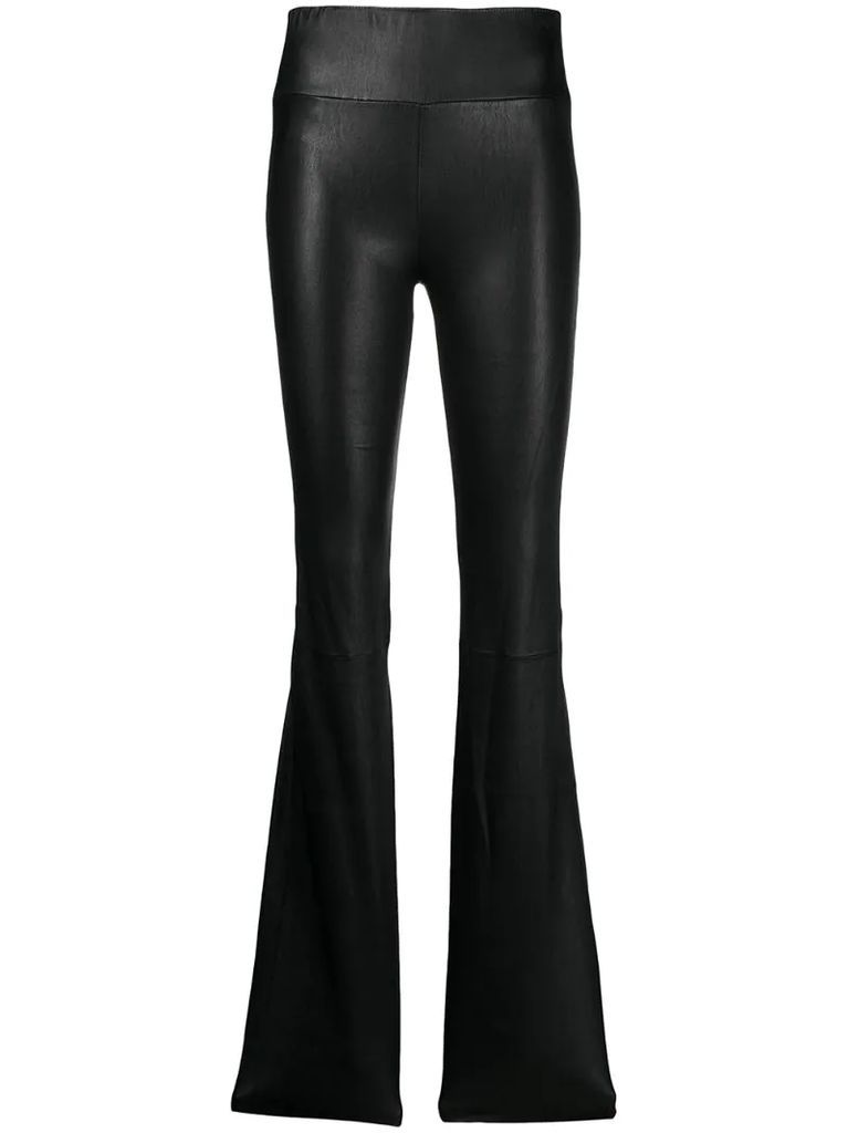 leather bootcut trousers
