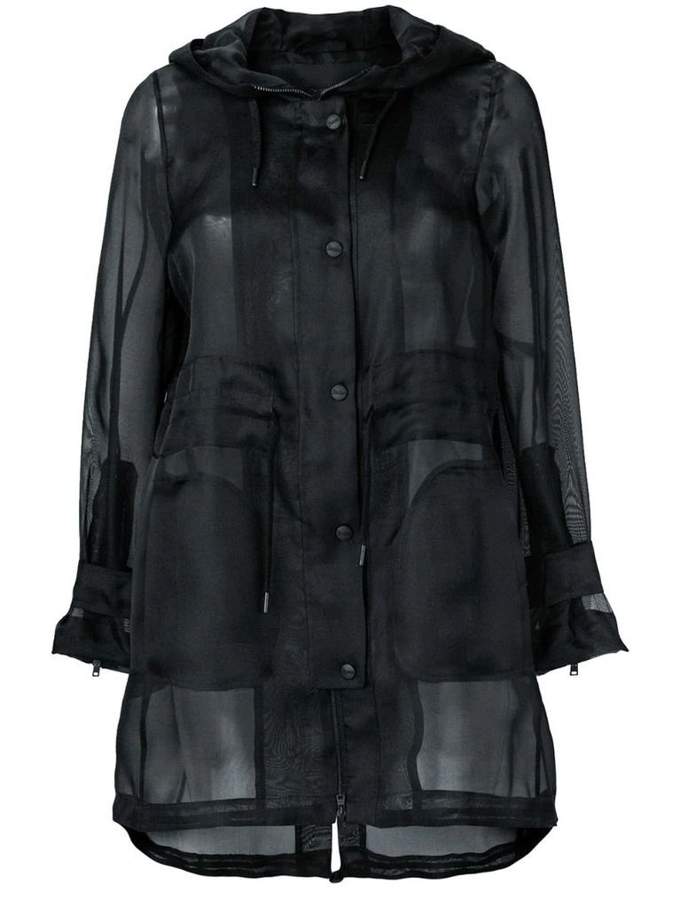 sheer button up coat