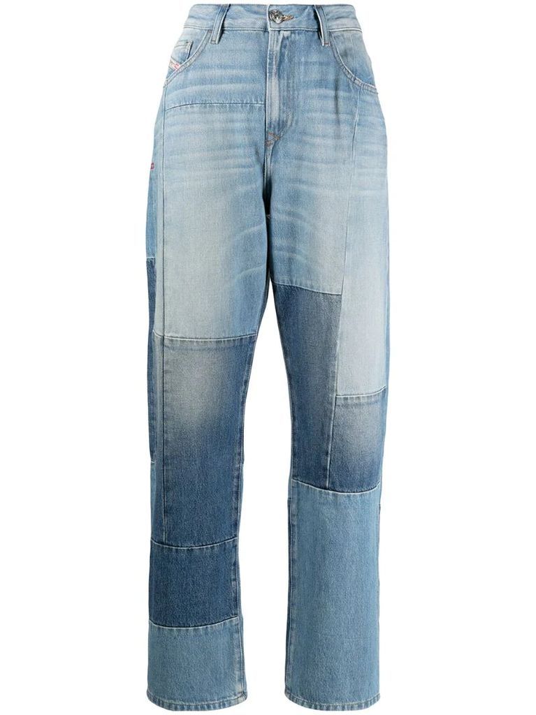 patchwork cropped jeans