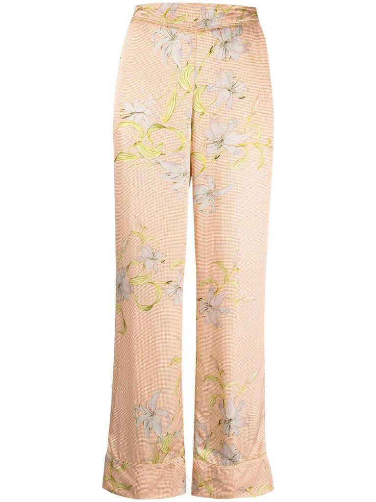 floral print straight trousers