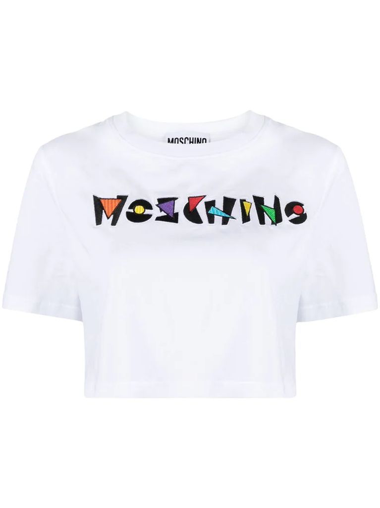 embroidered logo cropped T-shirt