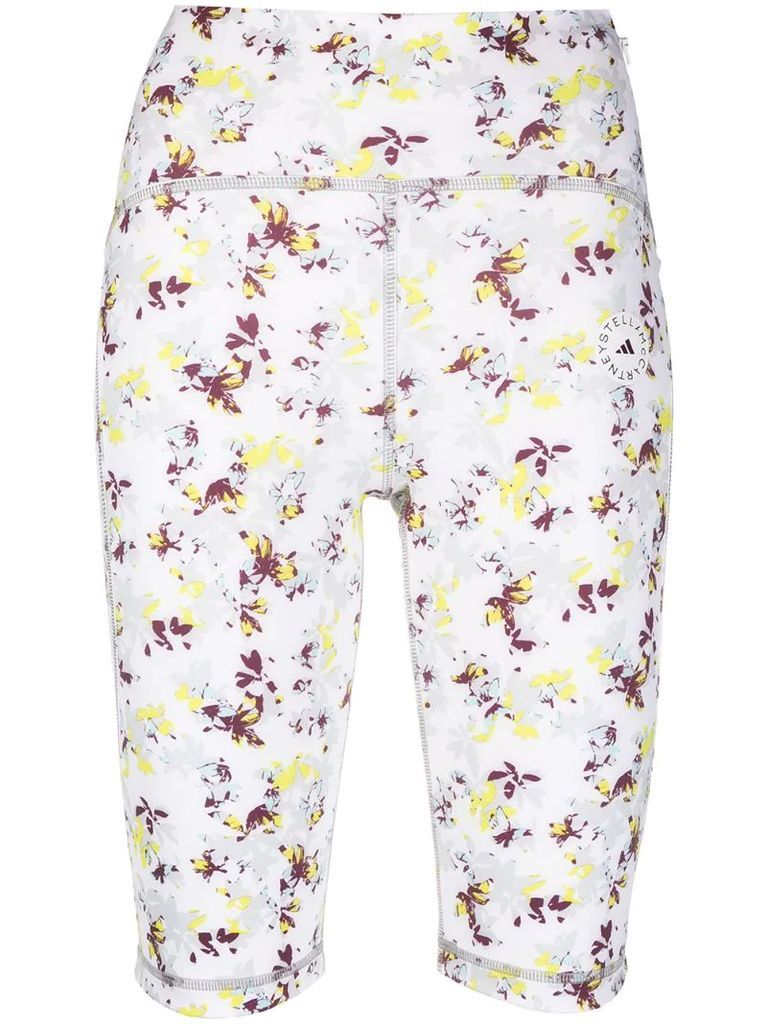 floral-print compression shorts