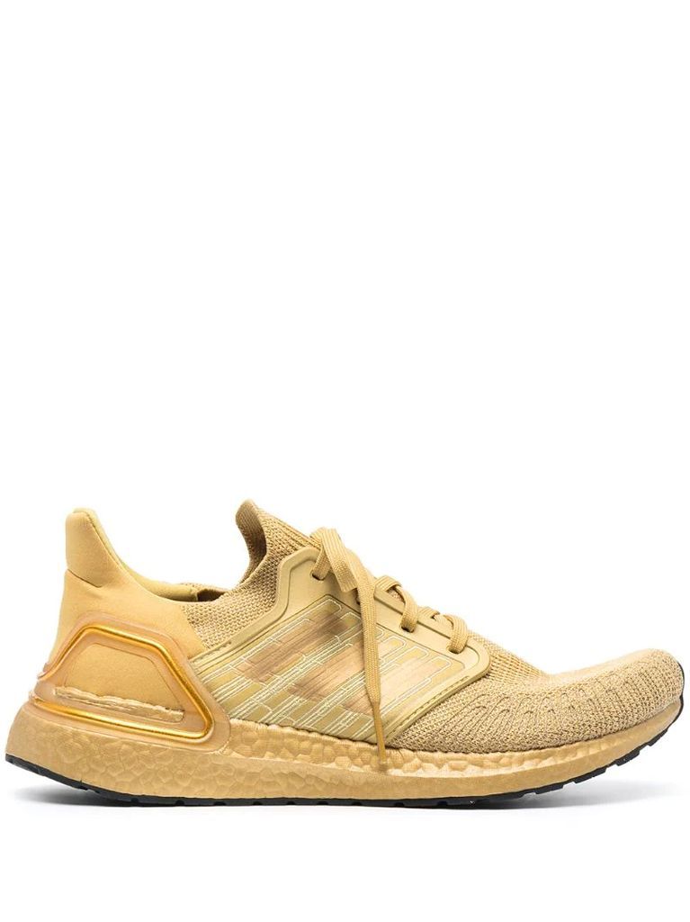 gold tonal lace-up trainers