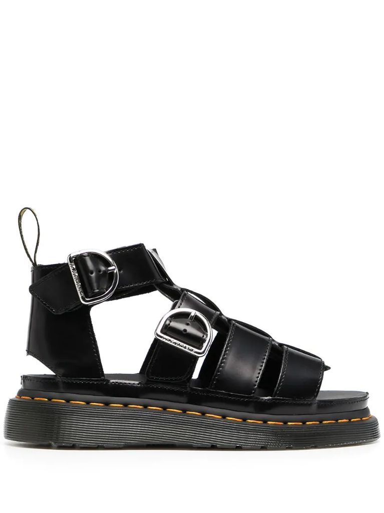cut-out leather sandals