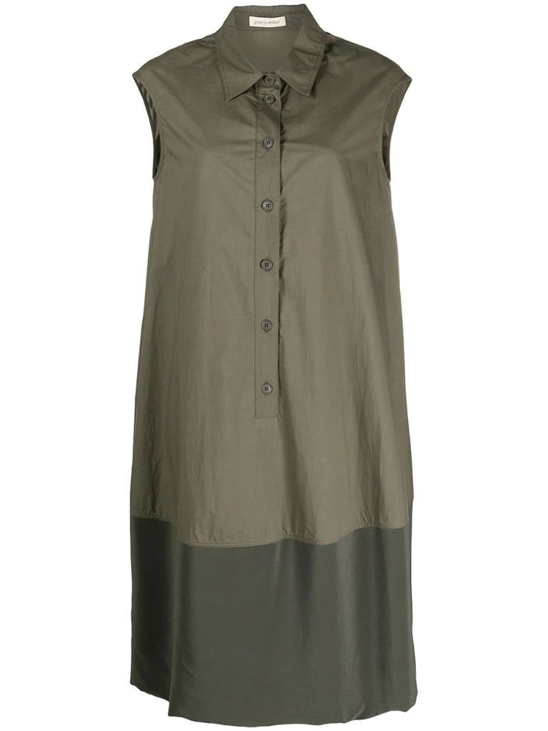 sleeveless panelled shirt dress