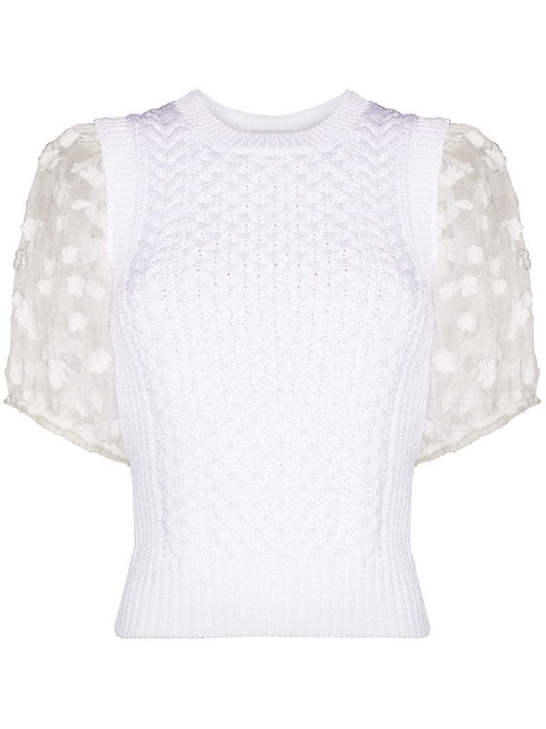 organza appliqué knitted top