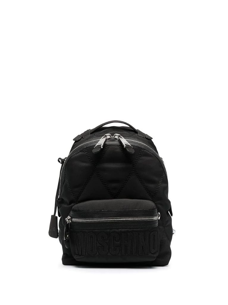 embossed logo backpack