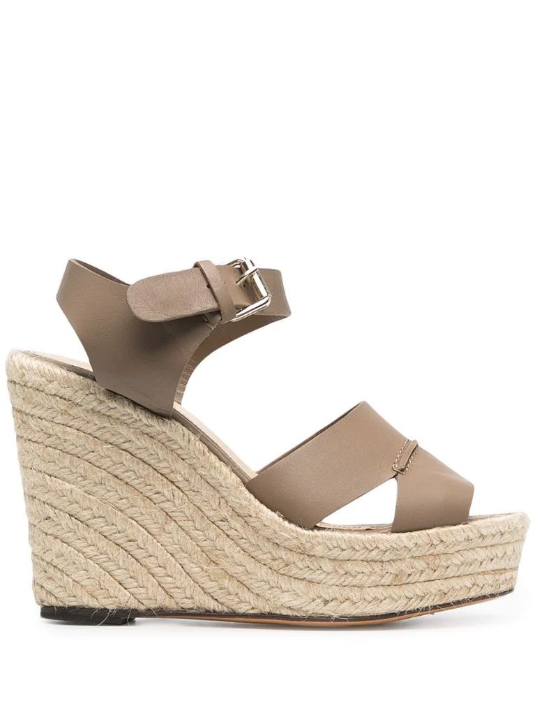 wedge-heel leather sandals