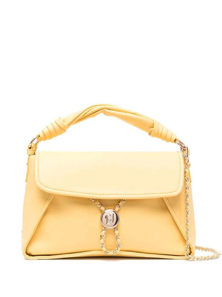 chain-link faux leather shoulder bag