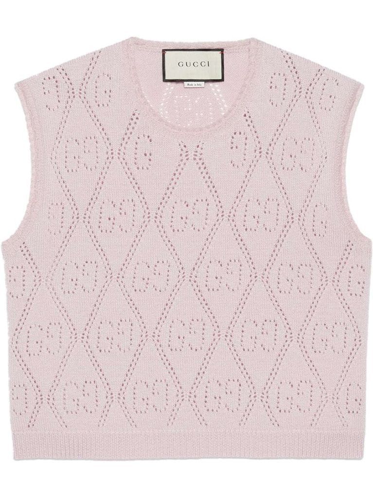 GG perforated knitted cropped vest