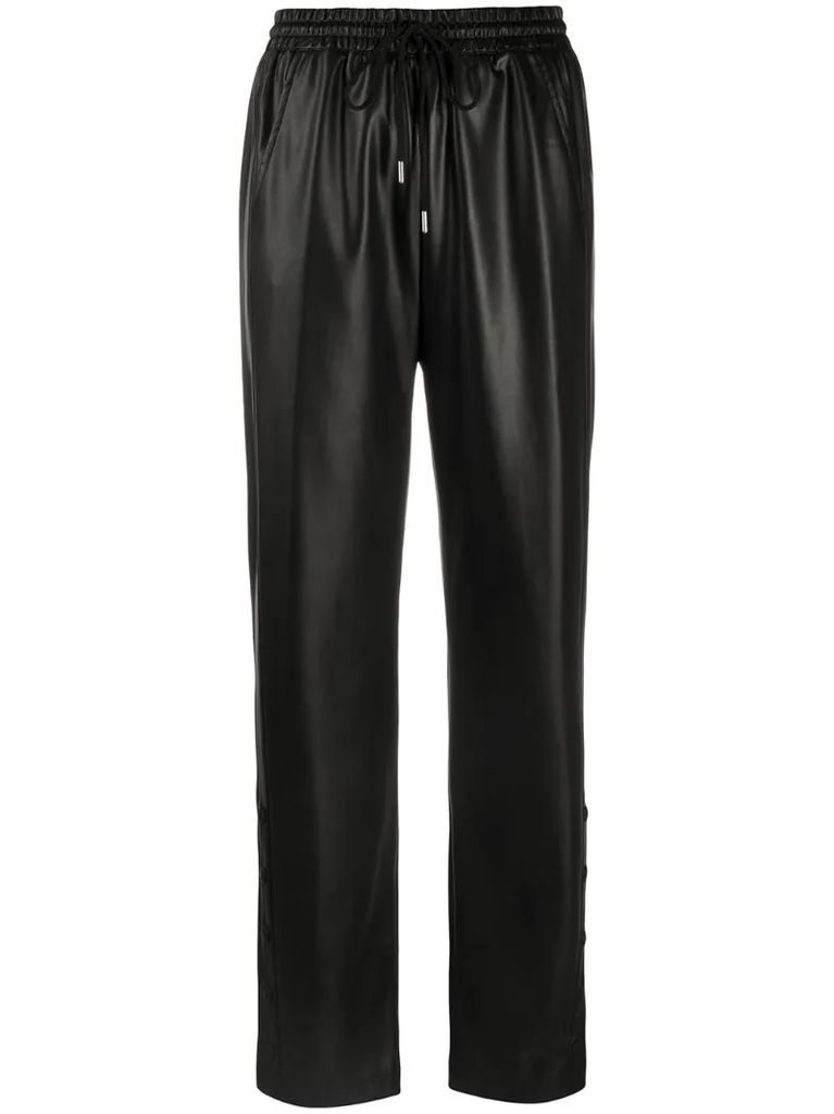 faux leather track trousers