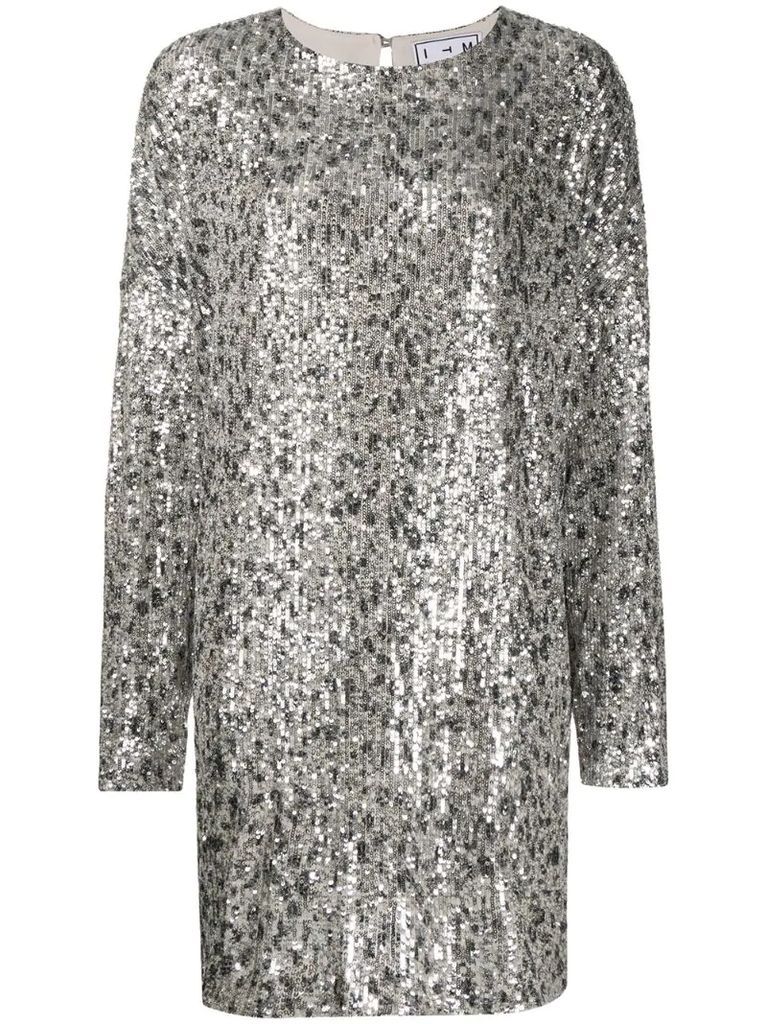 Alexandra leopard-sequin dress