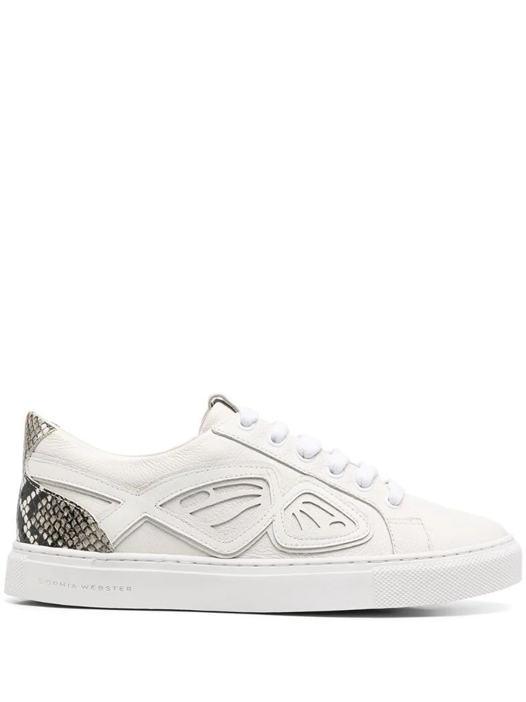 wing-appliqué low-top trainers