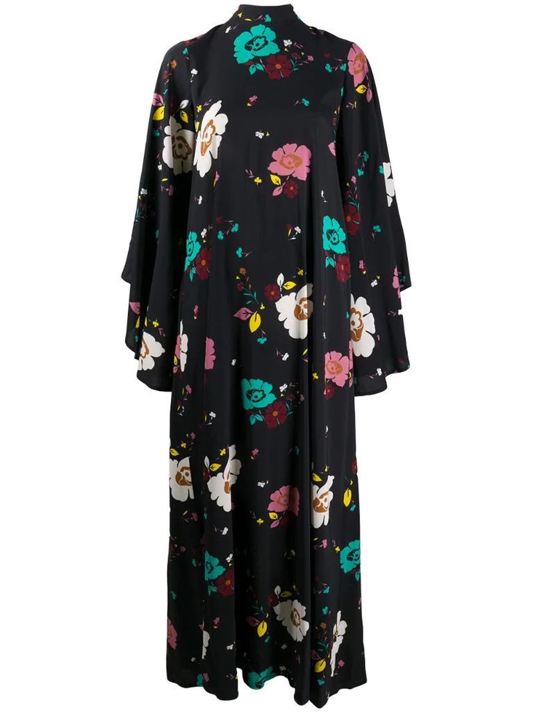floral-print long-sleeved maxi dress