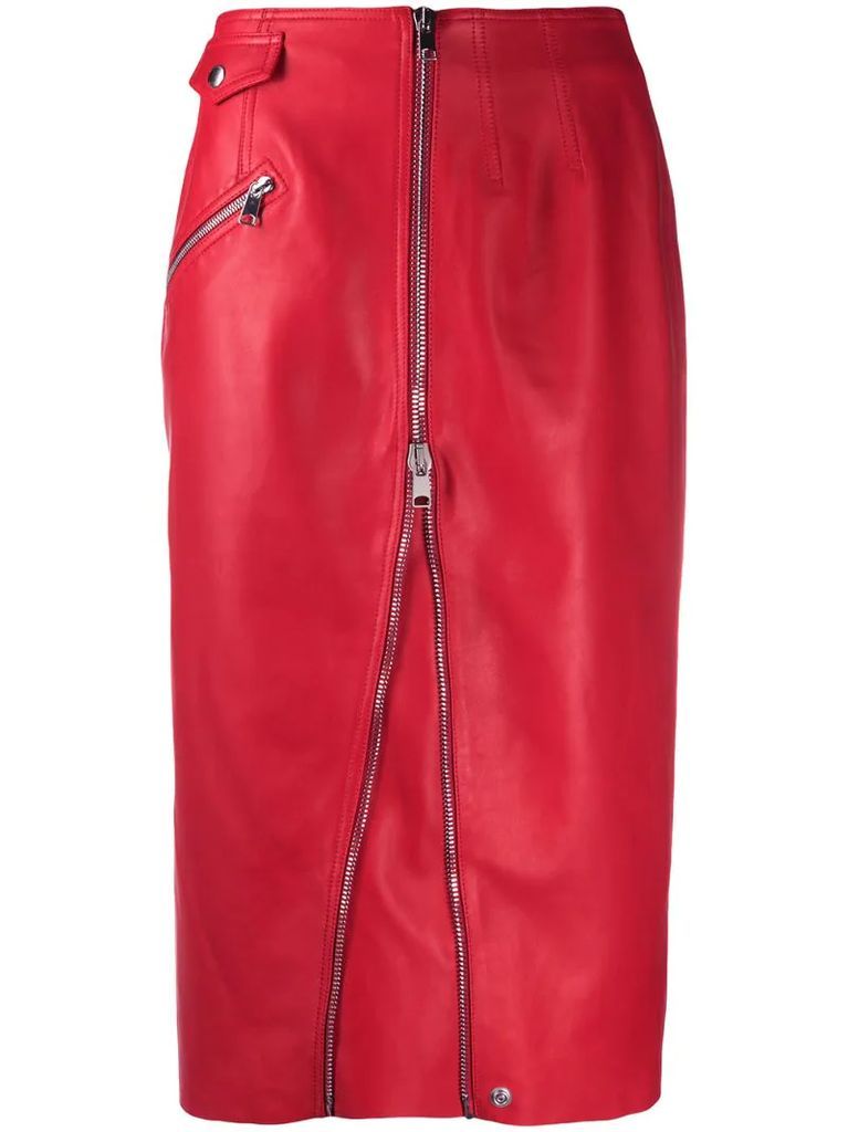 high-waisted zip-up skirt