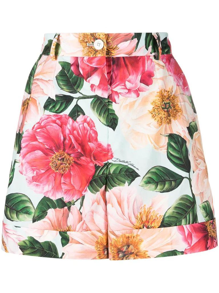 floral-print high-waist shorts