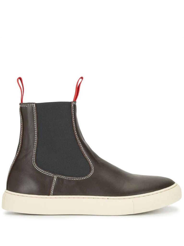 contrast-stitch ankle boots