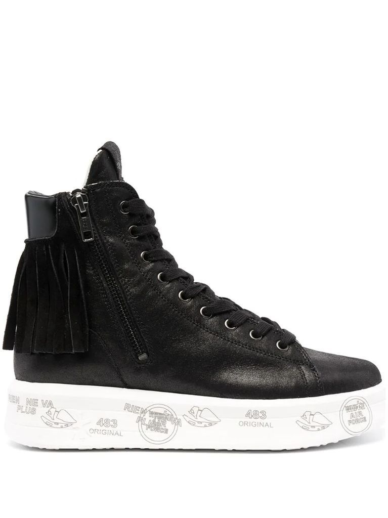 high-top lace-up trainers
