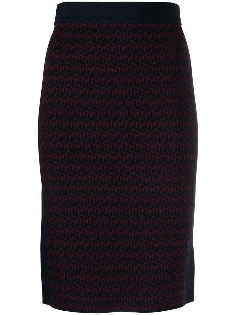 logo-print knitted skirt