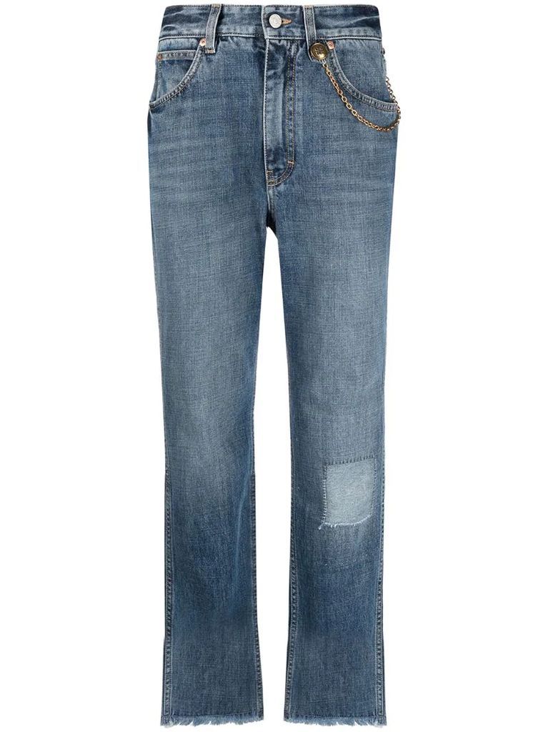 chain-detail high-rise jeans